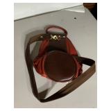 ITALIAN LEATHER MINI BACKPACK, RED AND BROWN,