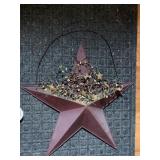 METAL STAR WALL DECOR, BURGUNDY FINISH, FILLED W/