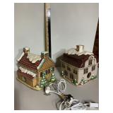 CERAMIC CHRISTMAS VILLAGE HOUSES (2), W/ LIGHT