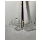 DOUBLE-WALLED GLASS COFFEE MUGS, CLEAR GLASS, SET
