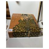 DECORATIVE WOODEN BOX, GUSTAV KLIMT STYLE PRINT,