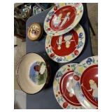 VINTAGE STYLE CERAMIC DINNERWARE, RED BORDERS,