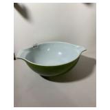 PYREX MIXING BOWL, GREEN, MILK GLASS, SPOUTED