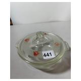 PYREX CASSEROLE DISH W/ LID, CLEAR GLASS, TULIP