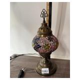TURKISH STYLE MOSAIC TABLE LAMP, BRASS FINISH