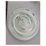 ART GLASS CHARGER, IRIDESCENT SWIRL PATTERN,