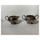SILVER-TONE CREAMER AND SUGAR BOWL SET, SCALLOPED