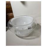 UMBRA GLASS BOWL, CLEAR EXTERIOR, WHITE INTERIOR,