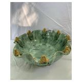 PIER 1 IMPORTS CERAMIC BOWL, GREEN GLAZE, FROG