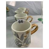 PIER 1 IMPORTS FINE CHINA MUGS (4), FLORAL