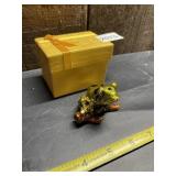 FROG-FORM HINGED TRINKET BOX, ENAMELED METAL,