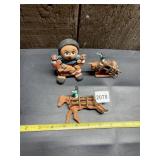NATIVE AMERICAN STYLE FIGURINES (3), HAND-PAINTED