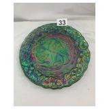 IMPERIAL GLASS CARNIVAL GLASS PLATE, TWO TURTLE
