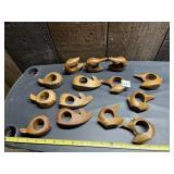 WOOD NAPKIN RINGS, FISH THEME, CARVED, MADE IN