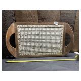 WOOD SERVING TRAY, MOSAIC TILE INLAY,