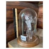 TRIPAR GOLF PLAYER FIGURINE, FROSTED GLASS, WOOD