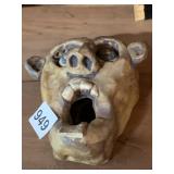 CERAMIC TROLL HEAD FIGURINE, HAND PAINTED, SIGNED