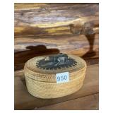 WOVEN RATTAN BASKET, OVAL FORM, LID FEATURING