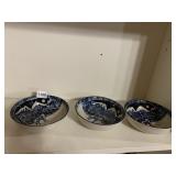 TIENSHAN FOLK CRAFT WOLF BOWLS (3), CERAMIC, BLUE