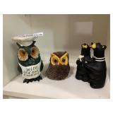 WISE OLD OWL COOKING FIGURINE, PLUSH OWL