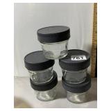BALL GLASS JELLY JARS, CLEAR GLASS, BLACK