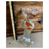 MURANO ART GLASS BIRD FIGURINE, CLEAR GLASS W/
