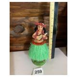 HULA DANCER FIGURINE, RESIN CONSTRUCTION, GREEN