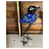 ART GLASS BIRD FIGURINE, BLUE MOTTLED PATTERN,