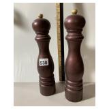 PEUGEOT WOOD PEPPER MILLS (2), DARK STAINED