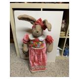 PLUSH BUNNY FIGURE, VELVET DRESS, FLORAL