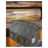 VTG HANDCRAFTED LOG CABIN LAMP, WOOD