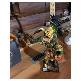 AZTEC WARRIOR FIGURINE, RESIN CONSTRUCTION,