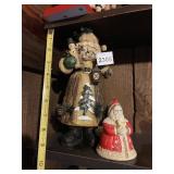 SANTA CLAUS FIGURINE W/ SNOWMAN, RESIN, ~9 IN