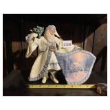 THOMAS KINKADE SANTA FIGURINE, FABRIC CLOTHING,