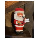 SANTA CLAUS FIGURINE, PLASTIC, COIN BANK, PIPE