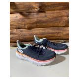 HOKA RUNNING SHOES, NAVY BLUE MESH UPPER, ORANGE