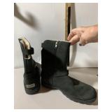 UGG BOOTS, BLACK SUEDE, SIDE ZIPPER, BUCKLE STRAP