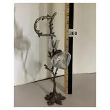 METAL TREE FORM CANDLE HOLDER W/ CRACKLE GLASS