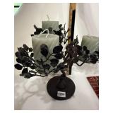 METAL TREE CANDLE HOLDER, BLACK FINISH, CIRCULAR