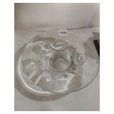 KORSTA ART GLASS BOWL, CLEAR W/ SWIRL DESIGN,