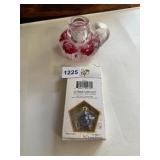 ART GLASS MINIATURE PITCHER W/ PINK FLORAL