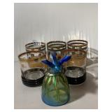 GLASS TUMBLERS W/ GOLD AND COLORFUL SPIRAL