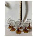 CLEAR GLASS GOBLETS (6) W/ ETCHED GRAPE VINE