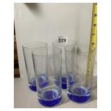 CLEAR GLASS TUMBLERS, BLUE CONTROLLED BUBBLE