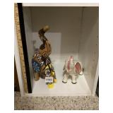 WOODEN ELEPHANT FIGURINES, HAND PAINTED DOT ART