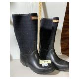 HUNTER TALL RAIN BOOTS, BLACK RUBBER LOWER, FELT
