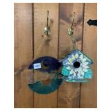 DECORATIVE WALL HANGING, METAL BIRD HOUSE, (2)