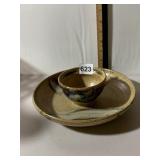 STUDIO POTTERY CHIP AND DIP SET, EARTH TONE