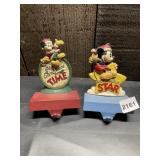 DISNEY MICKEY MOUSE STOCKING HOLDERS, CAST METAL,