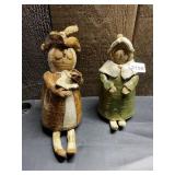 STUDIO POTTERY FIGURAL BELLS (2), EARTHENWARE,